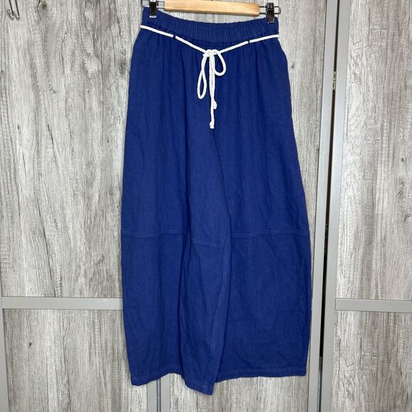 Free People Kayden Barrel Pants Size S Harem Wide Leg Cotton Gypsy Blue - Picture 2 of 10